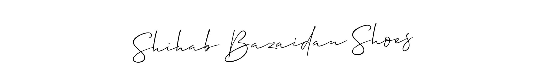 Allison_Script is a professional signature style that is perfect for those who want to add a touch of class to their signature. It is also a great choice for those who want to make their signature more unique. Get Shihab Bazaidan Shoes name to fancy signature for free. Shihab Bazaidan Shoes signature style 2 images and pictures png