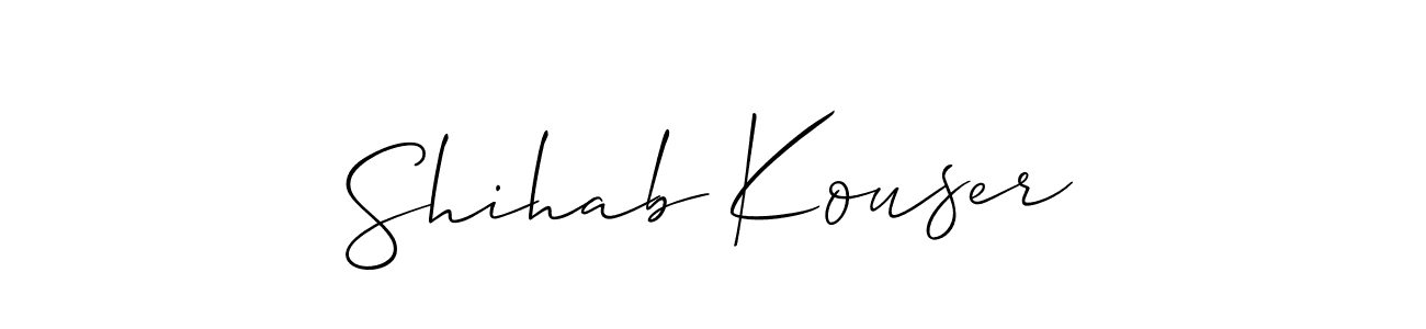 Allison_Script is a professional signature style that is perfect for those who want to add a touch of class to their signature. It is also a great choice for those who want to make their signature more unique. Get Shihab Kouser name to fancy signature for free. Shihab Kouser signature style 2 images and pictures png