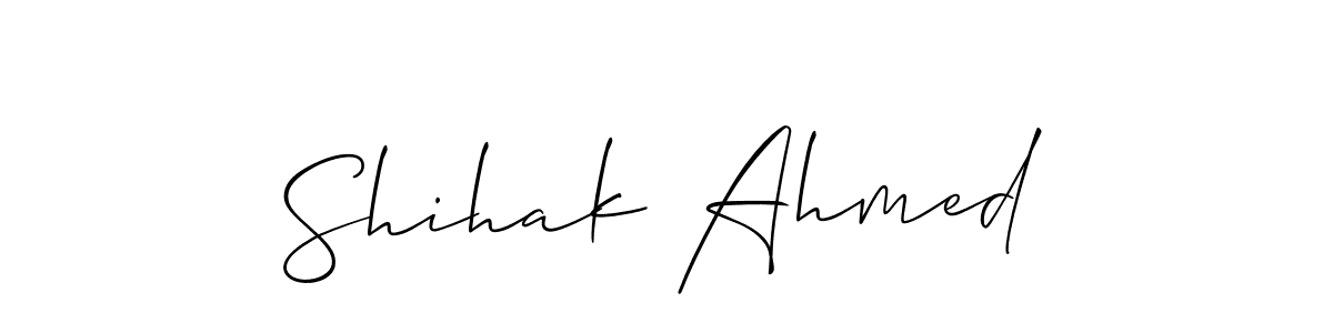 How to make Shihak Ahmed name signature. Use Allison_Script style for creating short signs online. This is the latest handwritten sign. Shihak Ahmed signature style 2 images and pictures png