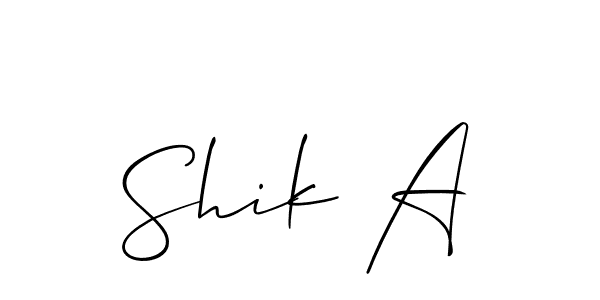 Use a signature maker to create a handwritten signature online. With this signature software, you can design (Allison_Script) your own signature for name Shik A. Shik A signature style 2 images and pictures png