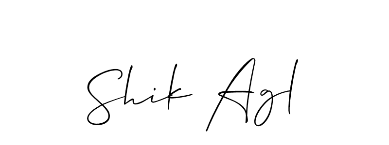 How to make Shik Agl name signature. Use Allison_Script style for creating short signs online. This is the latest handwritten sign. Shik Agl signature style 2 images and pictures png