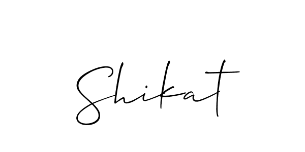 Use a signature maker to create a handwritten signature online. With this signature software, you can design (Allison_Script) your own signature for name Shikat. Shikat signature style 2 images and pictures png