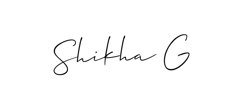 Use a signature maker to create a handwritten signature online. With this signature software, you can design (Allison_Script) your own signature for name Shikha G. Shikha G signature style 2 images and pictures png