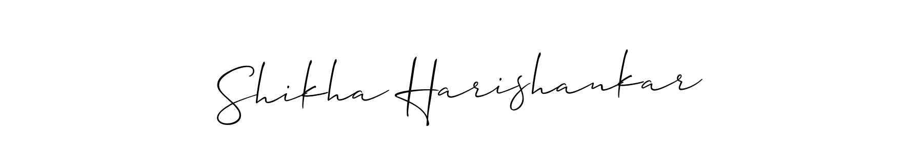 This is the best signature style for the Shikha Harishankar name. Also you like these signature font (Allison_Script). Mix name signature. Shikha Harishankar signature style 2 images and pictures png