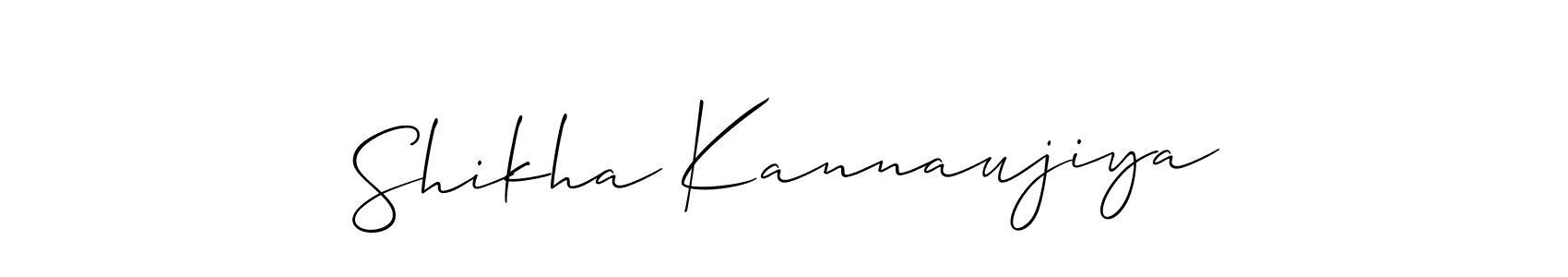 Design your own signature with our free online signature maker. With this signature software, you can create a handwritten (Allison_Script) signature for name Shikha Kannaujiya. Shikha Kannaujiya signature style 2 images and pictures png