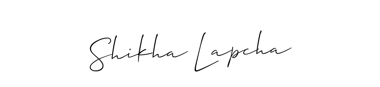 Also You can easily find your signature by using the search form. We will create Shikha Lapcha name handwritten signature images for you free of cost using Allison_Script sign style. Shikha Lapcha signature style 2 images and pictures png