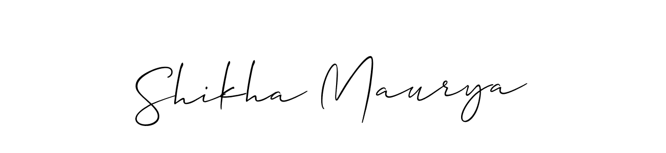 The best way (Allison_Script) to make a short signature is to pick only two or three words in your name. The name Shikha Maurya include a total of six letters. For converting this name. Shikha Maurya signature style 2 images and pictures png