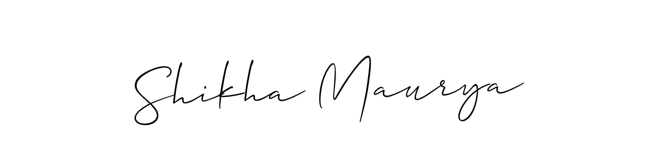 Allison_Script is a professional signature style that is perfect for those who want to add a touch of class to their signature. It is also a great choice for those who want to make their signature more unique. Get Shikha Maurya name to fancy signature for free. Shikha Maurya signature style 2 images and pictures png