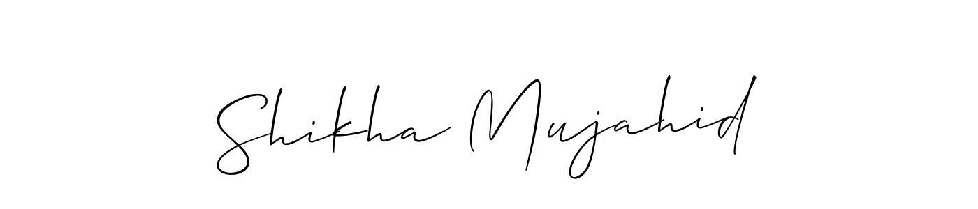 Make a beautiful signature design for name Shikha Mujahid. With this signature (Allison_Script) style, you can create a handwritten signature for free. Shikha Mujahid signature style 2 images and pictures png