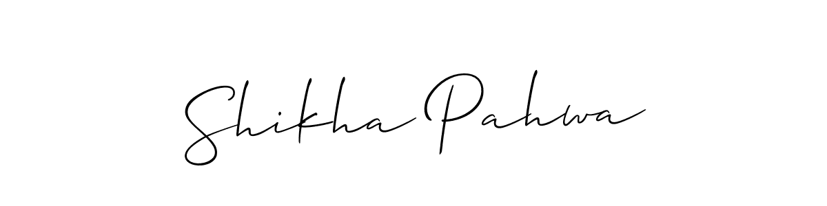 How to make Shikha Pahwa name signature. Use Allison_Script style for creating short signs online. This is the latest handwritten sign. Shikha Pahwa signature style 2 images and pictures png