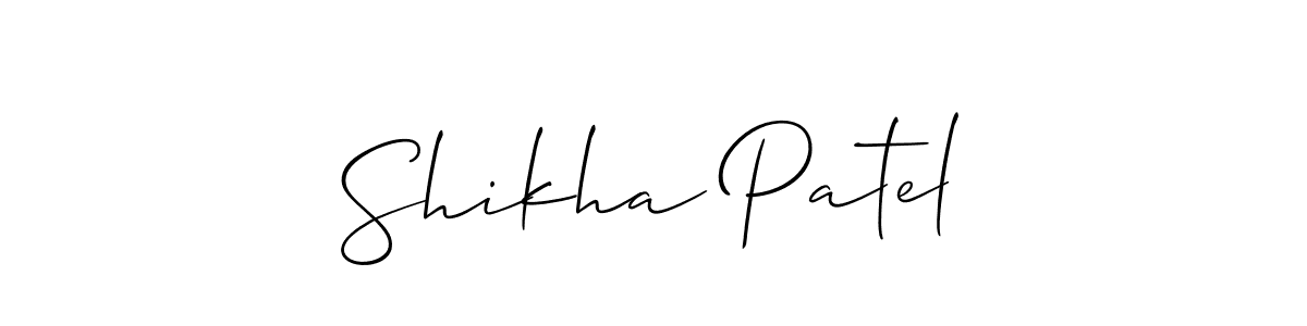 How to make Shikha Patel name signature. Use Allison_Script style for creating short signs online. This is the latest handwritten sign. Shikha Patel signature style 2 images and pictures png