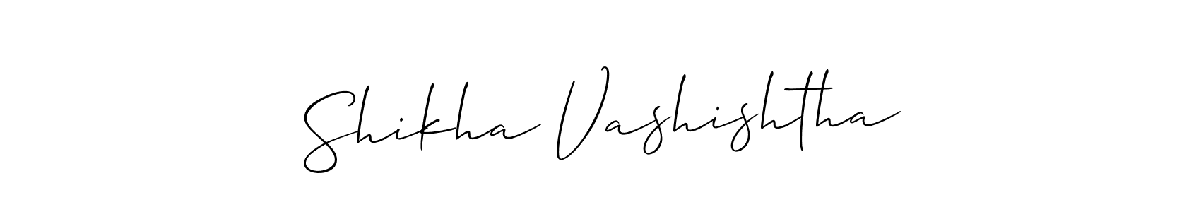 Make a beautiful signature design for name Shikha Vashishtha. With this signature (Allison_Script) style, you can create a handwritten signature for free. Shikha Vashishtha signature style 2 images and pictures png