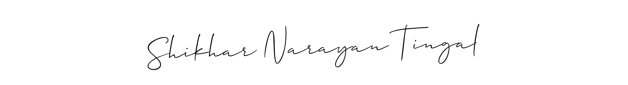 Create a beautiful signature design for name Shikhar Narayan Tingal. With this signature (Allison_Script) fonts, you can make a handwritten signature for free. Shikhar Narayan Tingal signature style 2 images and pictures png