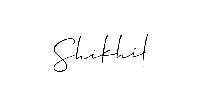 How to make Shikhil name signature. Use Allison_Script style for creating short signs online. This is the latest handwritten sign. Shikhil signature style 2 images and pictures png