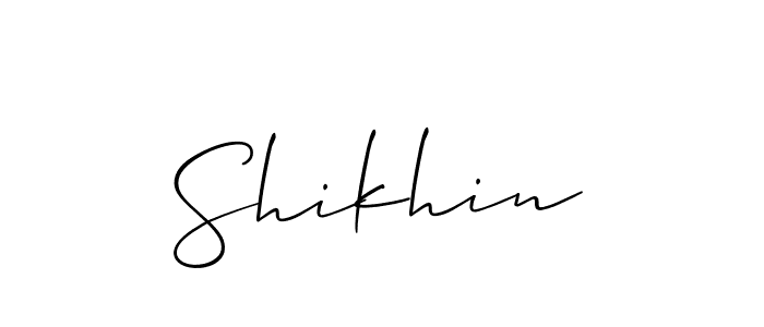 Use a signature maker to create a handwritten signature online. With this signature software, you can design (Allison_Script) your own signature for name Shikhin. Shikhin signature style 2 images and pictures png