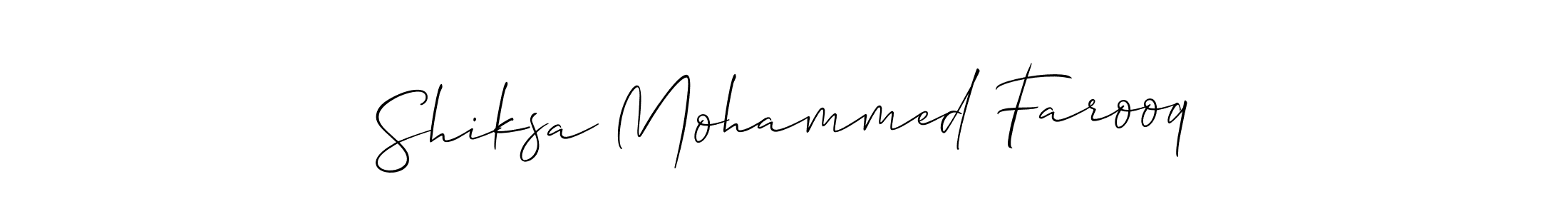 Use a signature maker to create a handwritten signature online. With this signature software, you can design (Allison_Script) your own signature for name Shiksa Mohammed Farooq. Shiksa Mohammed Farooq signature style 2 images and pictures png