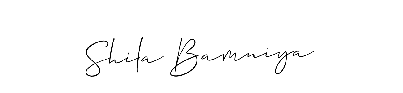 Use a signature maker to create a handwritten signature online. With this signature software, you can design (Allison_Script) your own signature for name Shila Bamniya. Shila Bamniya signature style 2 images and pictures png