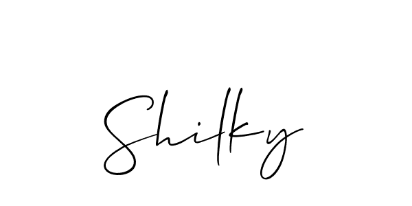 The best way (Allison_Script) to make a short signature is to pick only two or three words in your name. The name Shilky include a total of six letters. For converting this name. Shilky signature style 2 images and pictures png
