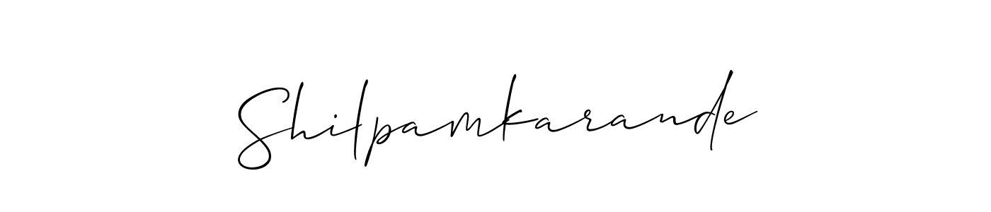 Allison_Script is a professional signature style that is perfect for those who want to add a touch of class to their signature. It is also a great choice for those who want to make their signature more unique. Get Shilpamkarande name to fancy signature for free. Shilpamkarande signature style 2 images and pictures png