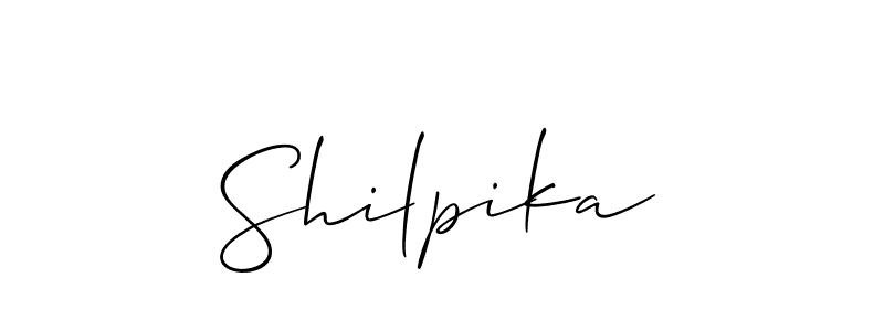 The best way (Allison_Script) to make a short signature is to pick only two or three words in your name. The name Shilpika include a total of six letters. For converting this name. Shilpika signature style 2 images and pictures png