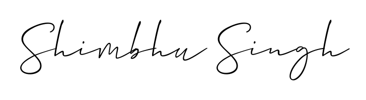 A sleek calligraphic signature for name Shimbhu Singh utilizing Allison_Script styling. Great for adding personal signatures to photos and art. Shimbhu Singh signature style 2 images and pictures png
