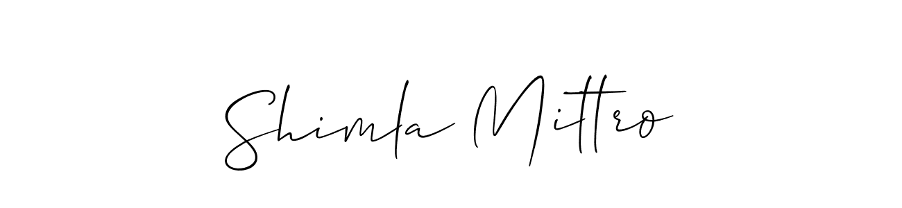 Create a beautiful signature design for name Shimla Mittro. With this signature (Allison_Script) fonts, you can make a handwritten signature for free. Shimla Mittro signature style 2 images and pictures png