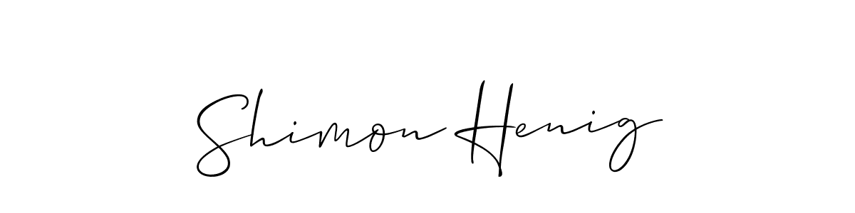 if you are searching for the best signature style for your name Shimon Henig. so please give up your signature search. here we have designed multiple signature styles  using Allison_Script. Shimon Henig signature style 2 images and pictures png