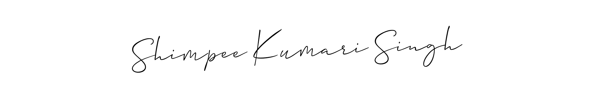 Make a beautiful signature design for name Shimpee Kumari Singh. With this signature (Allison_Script) style, you can create a handwritten signature for free. Shimpee Kumari Singh signature style 2 images and pictures png