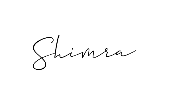 Design your own signature with our free online signature maker. With this signature software, you can create a handwritten (Allison_Script) signature for name Shimra. Shimra signature style 2 images and pictures png