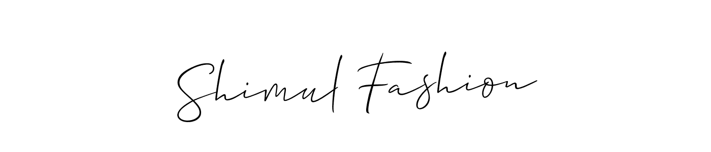 Use a signature maker to create a handwritten signature online. With this signature software, you can design (Allison_Script) your own signature for name Shimul Fashion. Shimul Fashion signature style 2 images and pictures png