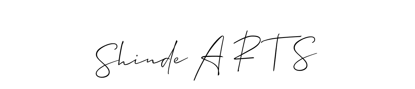 The best way (Allison_Script) to make a short signature is to pick only two or three words in your name. The name Shinde A R T S include a total of six letters. For converting this name. Shinde A R T S signature style 2 images and pictures png