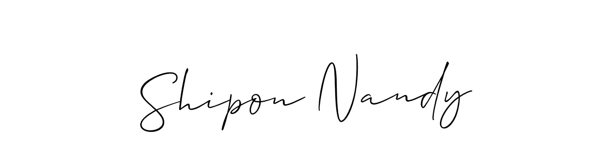 Create a beautiful signature design for name Shipon Nandy. With this signature (Allison_Script) fonts, you can make a handwritten signature for free. Shipon Nandy signature style 2 images and pictures png