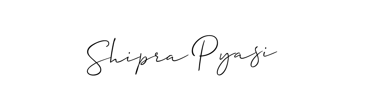 The best way (Allison_Script) to make a short signature is to pick only two or three words in your name. The name Shipra Pyasi include a total of six letters. For converting this name. Shipra Pyasi signature style 2 images and pictures png