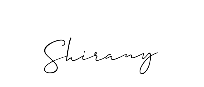 Use a signature maker to create a handwritten signature online. With this signature software, you can design (Allison_Script) your own signature for name Shirany. Shirany signature style 2 images and pictures png