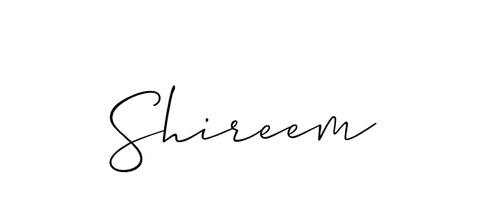 Use a signature maker to create a handwritten signature online. With this signature software, you can design (Allison_Script) your own signature for name Shireem. Shireem signature style 2 images and pictures png