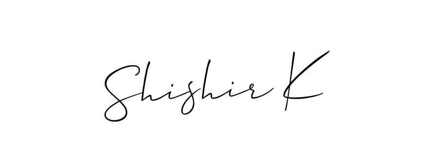 Similarly Allison_Script is the best handwritten signature design. Signature creator online .You can use it as an online autograph creator for name Shishir K. Shishir K signature style 2 images and pictures png