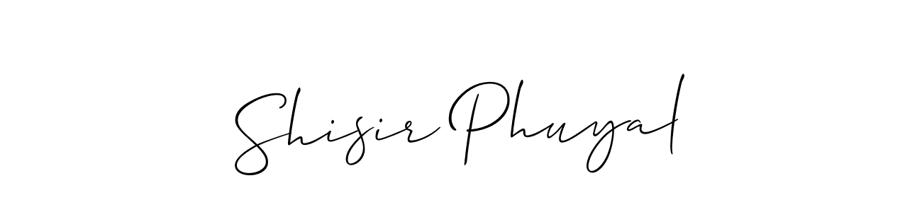 It looks lik you need a new signature style for name Shisir Phuyal. Design unique handwritten (Allison_Script) signature with our free signature maker in just a few clicks. Shisir Phuyal signature style 2 images and pictures png