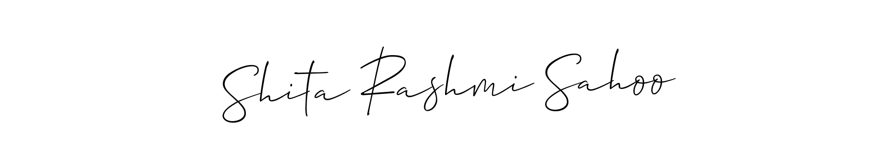 Allison_Script is a professional signature style that is perfect for those who want to add a touch of class to their signature. It is also a great choice for those who want to make their signature more unique. Get Shita Rashmi Sahoo name to fancy signature for free. Shita Rashmi Sahoo signature style 2 images and pictures png