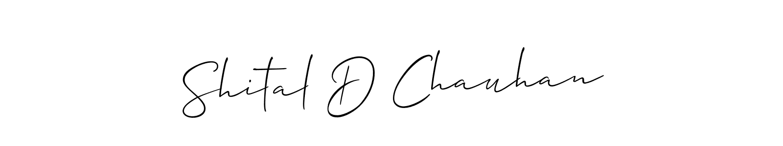 The best way (Allison_Script) to make a short signature is to pick only two or three words in your name. The name Shital D Chauhan include a total of six letters. For converting this name. Shital D Chauhan signature style 2 images and pictures png