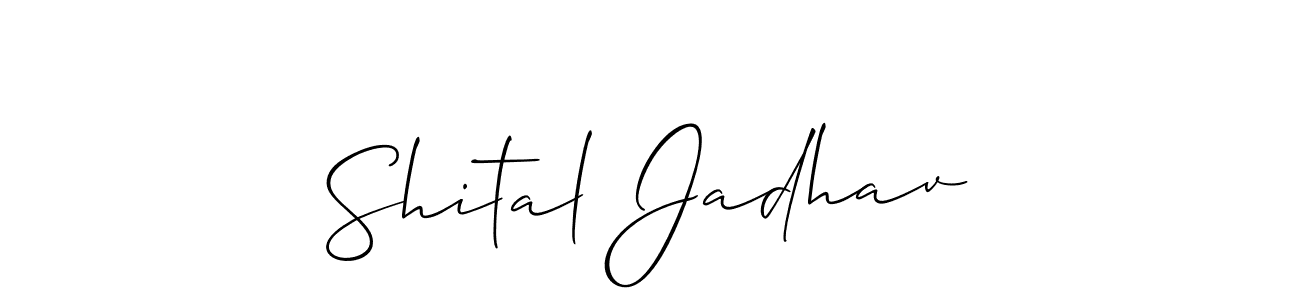 Allison_Script is a professional signature style that is perfect for those who want to add a touch of class to their signature. It is also a great choice for those who want to make their signature more unique. Get Shital Jadhav name to fancy signature for free. Shital Jadhav signature style 2 images and pictures png