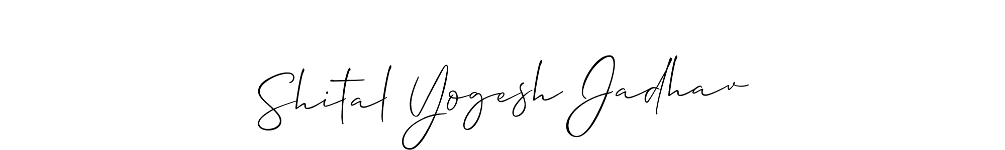 This is the best signature style for the Shital Yogesh Jadhav name. Also you like these signature font (Allison_Script). Mix name signature. Shital Yogesh Jadhav signature style 2 images and pictures png