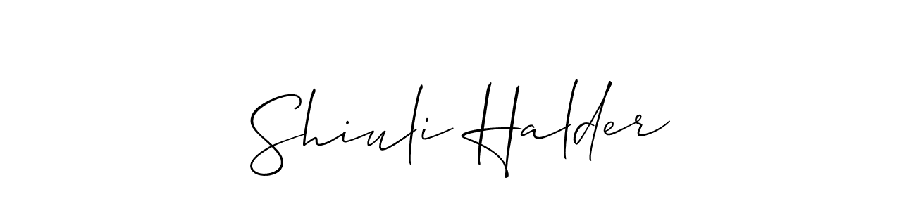 How to make Shiuli Halder name signature. Use Allison_Script style for creating short signs online. This is the latest handwritten sign. Shiuli Halder signature style 2 images and pictures png