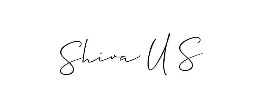 The best way (Allison_Script) to make a short signature is to pick only two or three words in your name. The name Shiva U S include a total of six letters. For converting this name. Shiva U S signature style 2 images and pictures png