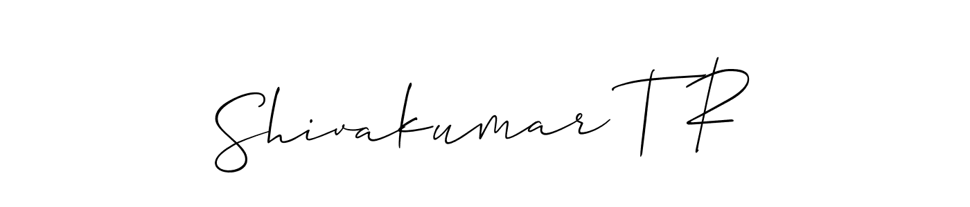 Also You can easily find your signature by using the search form. We will create Shivakumar T R name handwritten signature images for you free of cost using Allison_Script sign style. Shivakumar T R signature style 2 images and pictures png