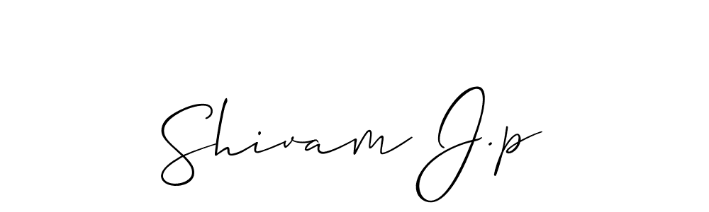 How to make Shivam J.p name signature. Use Allison_Script style for creating short signs online. This is the latest handwritten sign. Shivam J.p signature style 2 images and pictures png