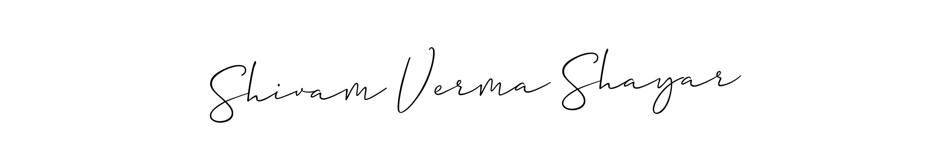 The best way (Allison_Script) to make a short signature is to pick only two or three words in your name. The name Shivam Verma Shayar include a total of six letters. For converting this name. Shivam Verma Shayar signature style 2 images and pictures png