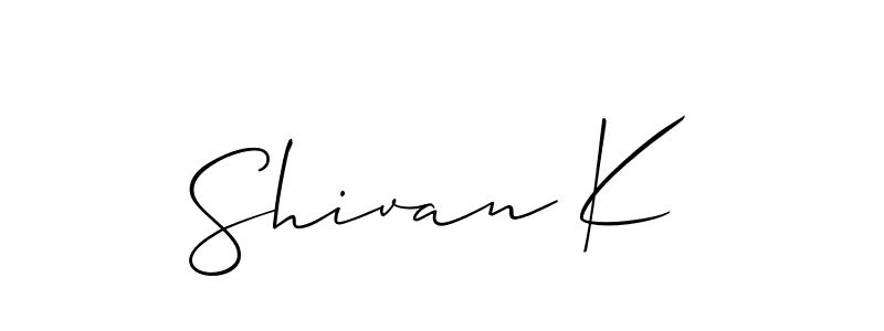 Design your own signature with our free online signature maker. With this signature software, you can create a handwritten (Allison_Script) signature for name Shivan K. Shivan K signature style 2 images and pictures png