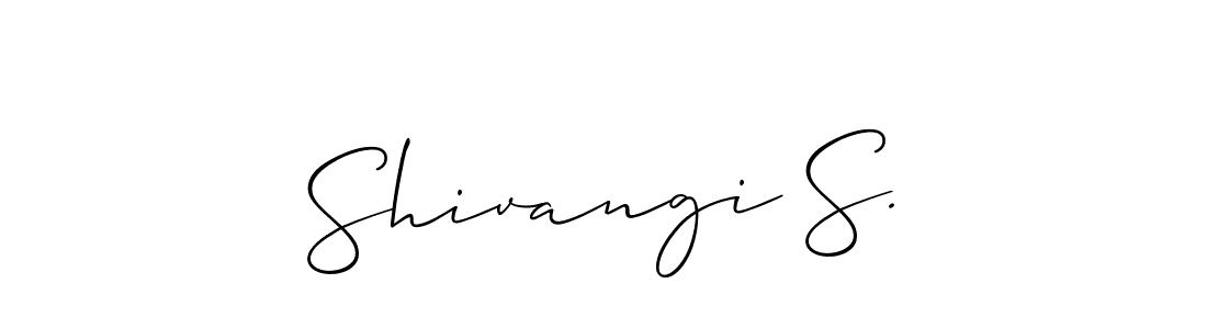 The best way (Allison_Script) to make a short signature is to pick only two or three words in your name. The name Shivangi S. include a total of six letters. For converting this name. Shivangi S. signature style 2 images and pictures png