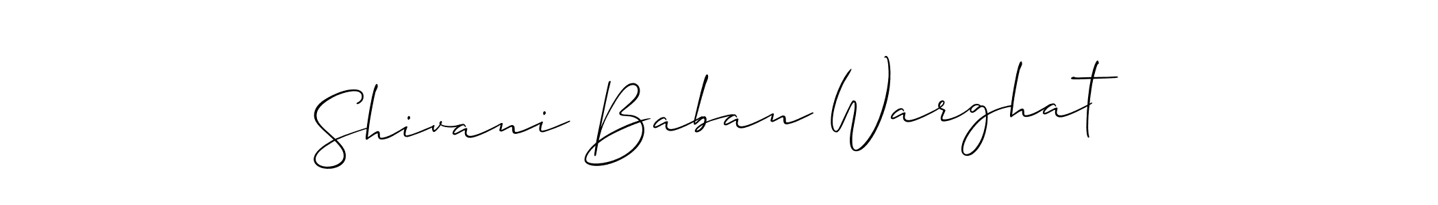 if you are searching for the best signature style for your name Shivani Baban Warghat. so please give up your signature search. here we have designed multiple signature styles  using Allison_Script. Shivani Baban Warghat signature style 2 images and pictures png