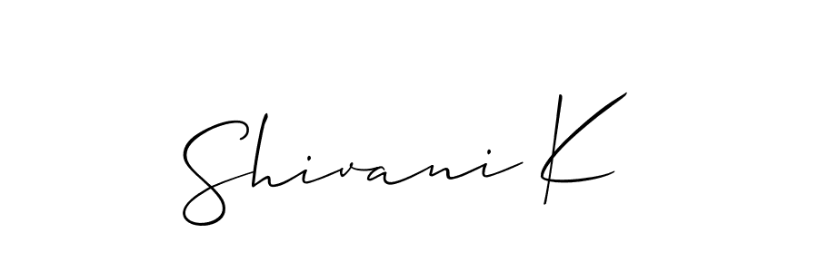 Use a signature maker to create a handwritten signature online. With this signature software, you can design (Allison_Script) your own signature for name Shivani K. Shivani K signature style 2 images and pictures png